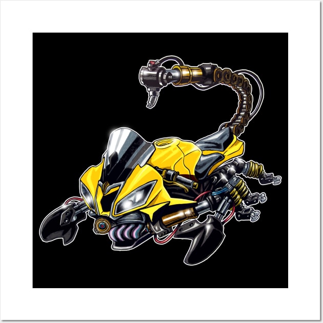 Yamaha R6 Scorpion Yellow Wall Art by MOTORIND